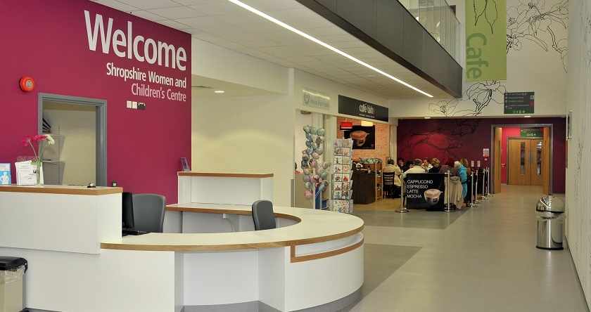 Princess Royal Hospital pictures. The Atrium at the Shropshire Women and Children's Centre.