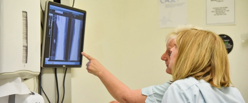 Nurses examining Xray