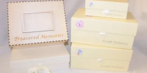 A photo of the outside of a memory making box