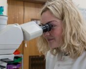 A member of staff doing clinical research