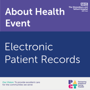 About Health EPR An images with the words "About Health Event - Electronic Patients Records'pok