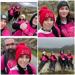 A grid of four images of the climb up Snowdon