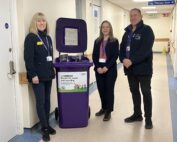 Volunteers Rebecca Barker and Paul Baskerville with Marie Devitt
