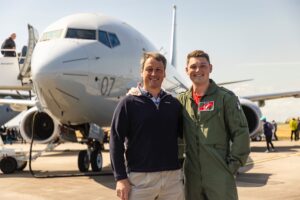 Nigel and Tom Lee in front of a plane