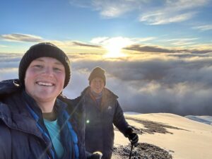 The father and son during the climb