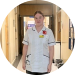 Image of VtC candidate now in their Staffordshire University training nurse uniform.
