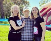 At last year’s Mud Run for Cancer Research Lena, left, Tony Eastment, centre, and Steph