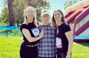 At last year’s Mud Run for Cancer Research Lena, left, Tony Eastment, centre, and Steph