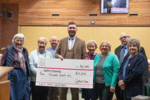 Tom Phelps, from SaTH, with members of Copthorne Cickers