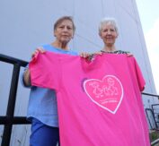 Angela Turner and Joan Woodhouse all set to take on the abseil challenge