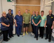 Neil Jones, pictured with staff and his surgeon Mr Ralph Perkins