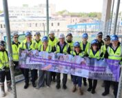 Colleagues attending the topping out ceremony at Royal Shrewsbury Hospital