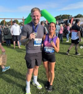 Image of Stephanie Kitchenham-Laing at the end of the Shrewsbury Half Marathon