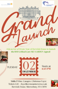 Image of the Rotary Poster advertising the Grand Launch for the Critical Care Sky Garden Campaign