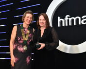 Carol McInnes (right), Director of Planning and Transformation at SaTH, collecting her ‘Finance Champion of the Year’ award at the Healthcare Financial Management Association (HFMA) Awards