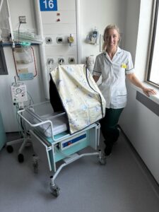 Jessica Greef pictured with the Cot Canopy