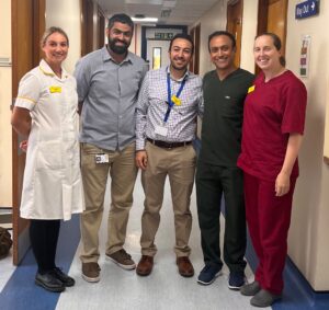 Featured from left to right: Jenna Gale, Dental Nurse; Arif Razzak, SAS Oral and Maxillofacial Surgery Doctor; Khaled Borghol, Oral and Maxillofacial Surgery Consultant; Anish Patel. Orthodontic Consultant; Leonie Seager, Orthodontic Consultant 