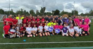 The teams taking part in the charity football match