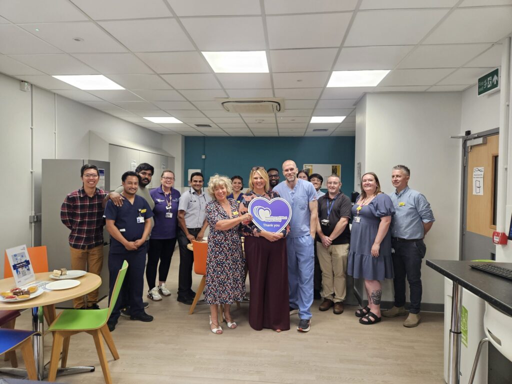 A picture of staff attending the opening of the new doctors mess at Princess Royal Hospital