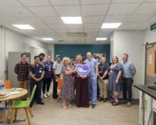 A picture of staff attending the opening of the new doctors mess at Princess Royal Hospital