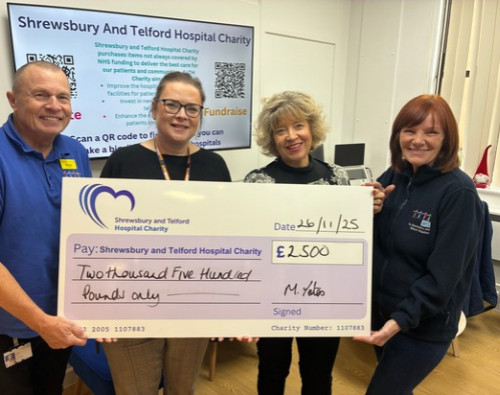 Image of Mike a volunteer who fundraised from a Brass Band Concert and members of the charity team